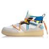 Li Ning Slip Resistant, Abrasion Resistant, Lightweight Mid Top Skateboard Shoes Men's Gray White Blue AGCQ127-4