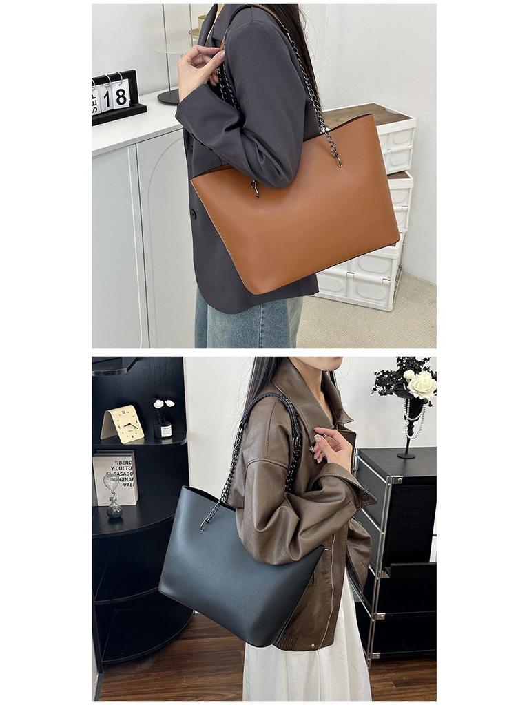 2025 Women's Summer Chain Shoulder Tote - Large Capacity, Versatile & Textured for Work & Commute