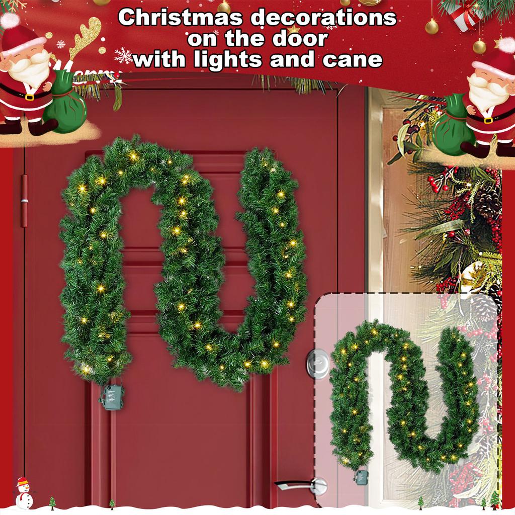 Christmas Tree PVC Lamp Rattan Christmas Wreath Door Hanging Christmas Decorations.