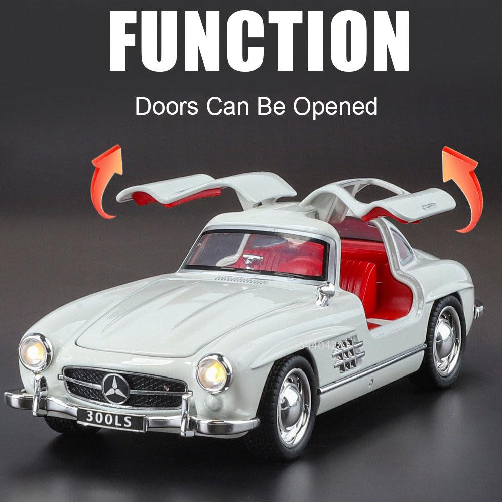 1:32 300sl 500k Legierungsmodell Spielzeug Diecast Auto Türen öffnen mit Ton Licht Rückzug Miniatur Oldtimer Jungen Geburtstagsgeschenke