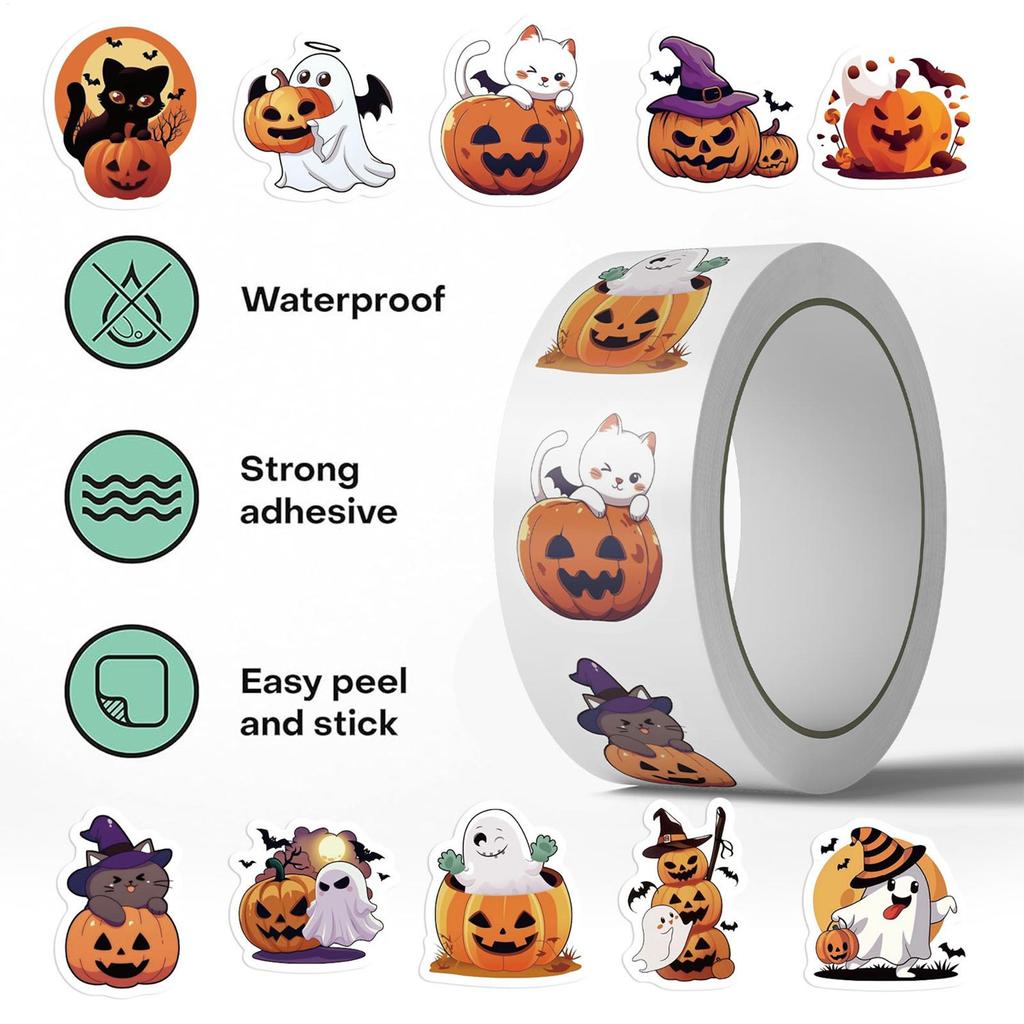 Halloween Pumpkin Stickers 500 Pieces Festive Envelope Seals Halloween Envelope Stickers For Card Making Cookie Cupcake Baking