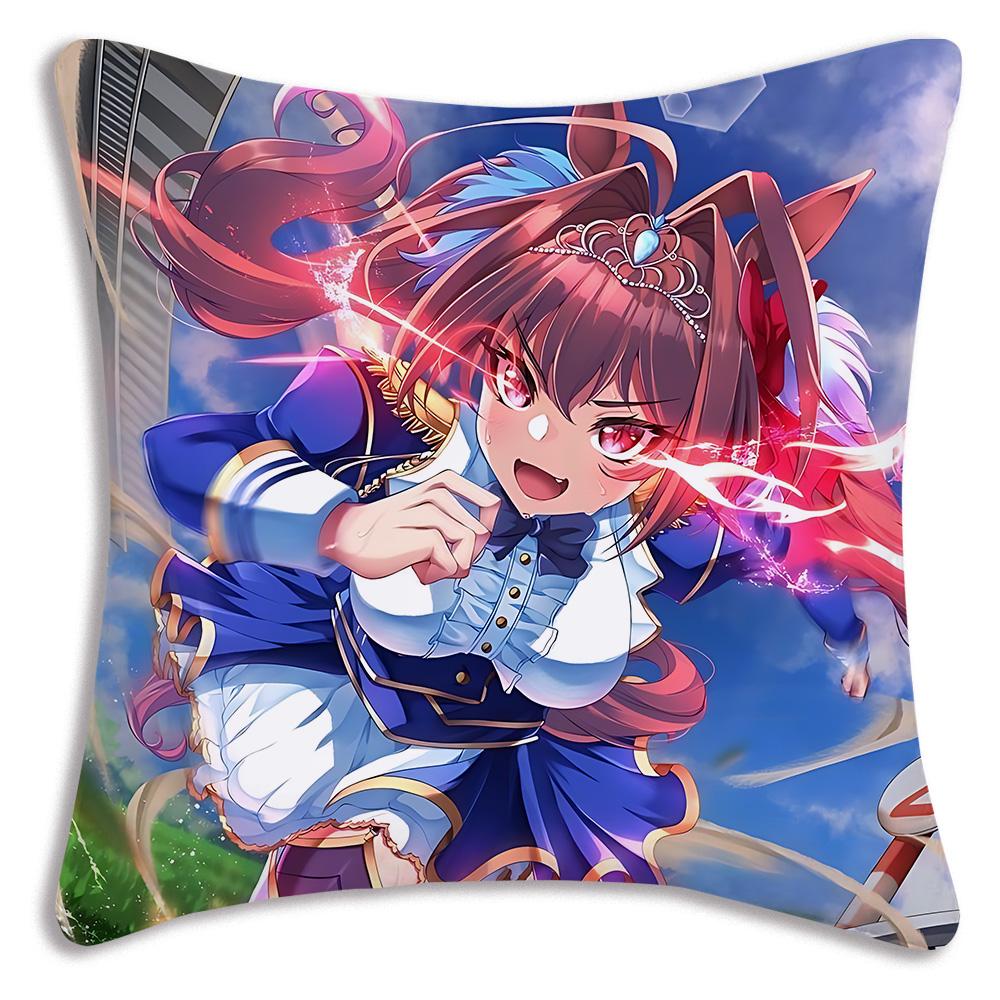 Anime Uma M-Musume Pretty Derby Pillow Covers Cartoon Sofa Decorative Home Double-sided Printing Short Plush Cute Cushion Cover