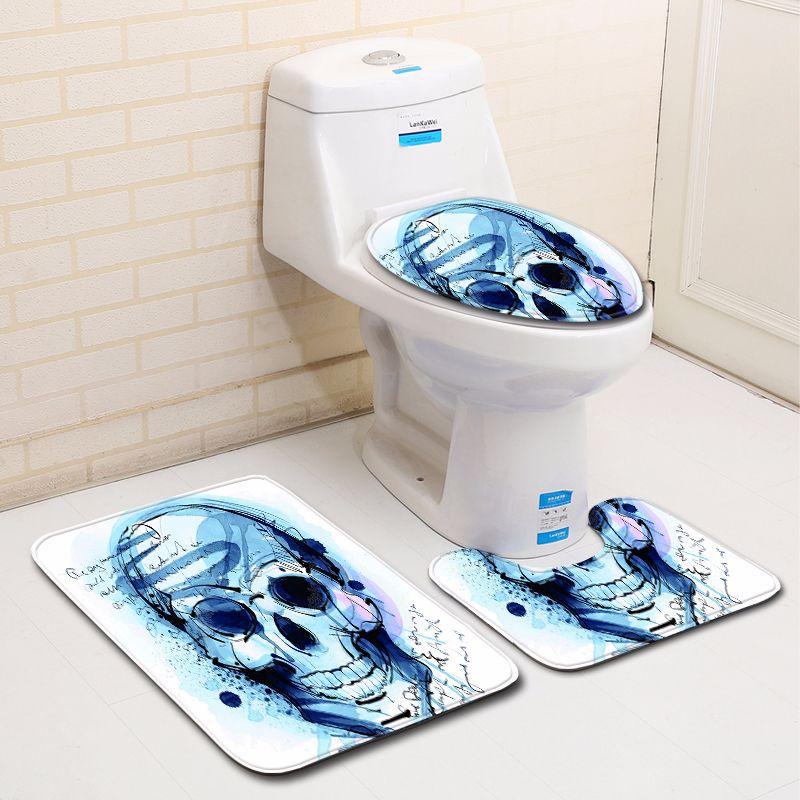Personality Thriller Bathroom Toilet Three-Piece Floor Mat Door Mat Bathroom Carpet Now