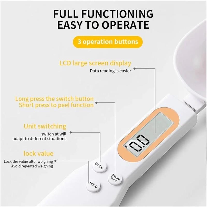 Kitchen Weighing Spoon Scale Electronic Measuring Tool LCD Digital Adjustable for Coffee Food Flour Powder Baking Tool