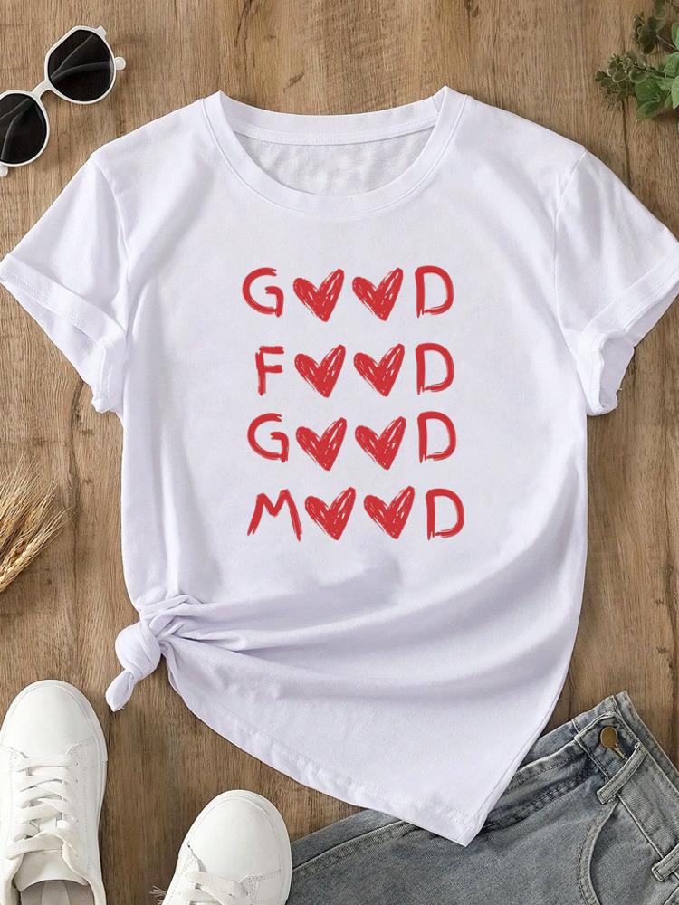 (Asian Size)  trend lovely flower style o-neck Women's Top T Clothing Print Short Sleeve T-shirts Fashion Female Casual Graphic Tee