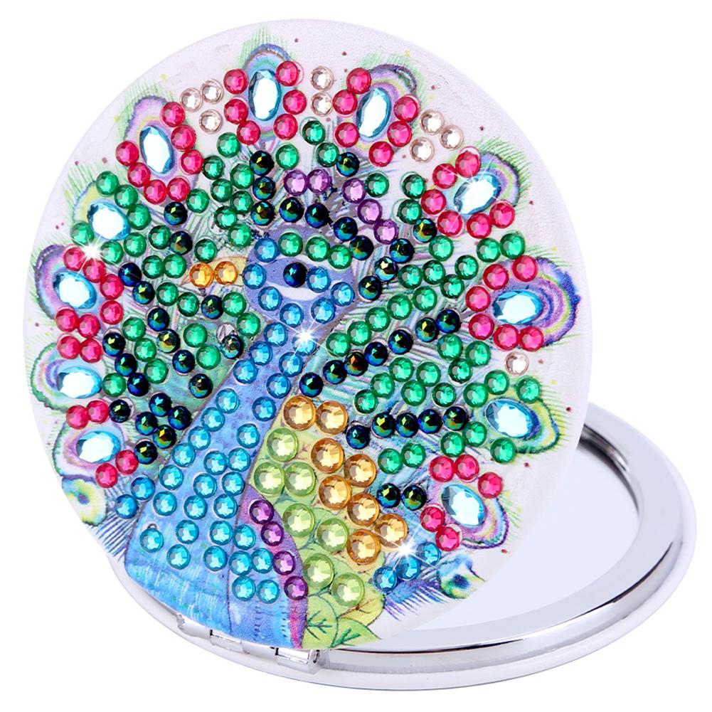 DIY Diamantmalerei Schminkspiegel Cartoon Datura Blume Speziell geformte Diamantstickerei Taschen Mini Schminkspiegel für Mädchen