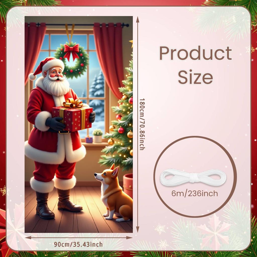 Christmas Decoration Door Banner Santa Claus Gives Gifts Merry Christmas Party Backdrop Xmas New Year Party Photo Background