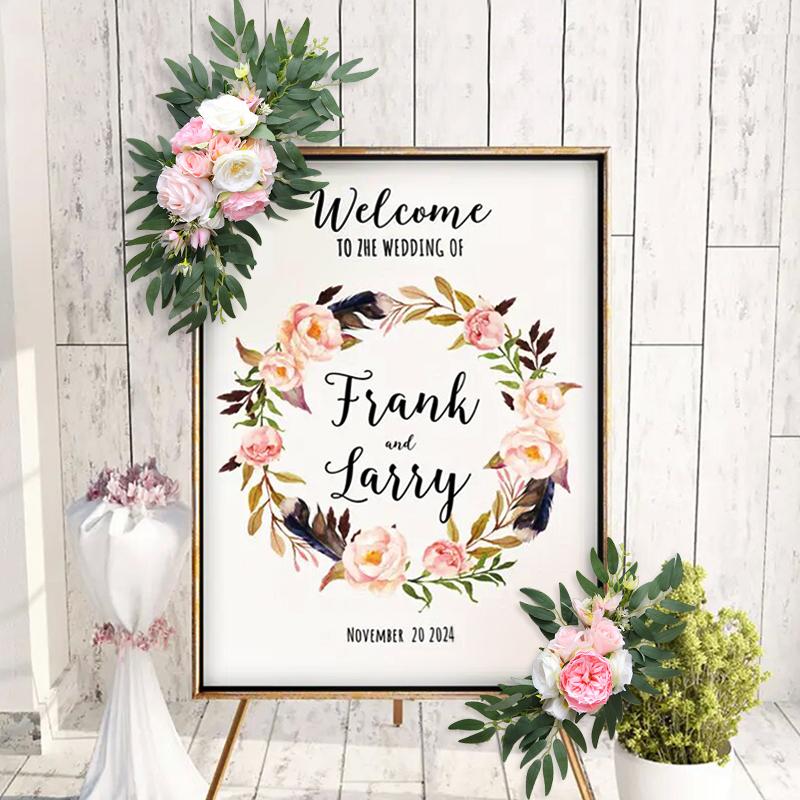 1 pár simulovaných girlandových umělých květinových závěsů pro svatební oblouk