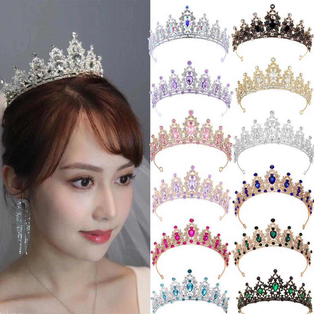 Wedding and Birthday Headband Leaf Inlaid with Rhinestone Crystals Colorful Princess Bridal Accessories