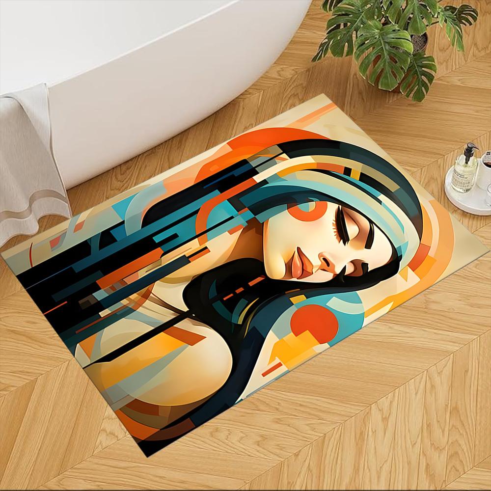 

Colorful Abstract Woman Art Non-Slip Home Carpet Design for Office Decor Living Room Bedroom Gift 40cmx60cm