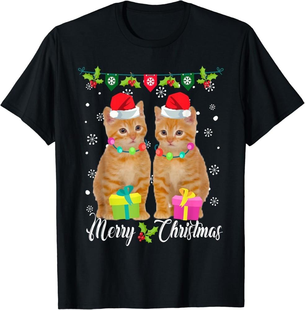 Hot New Merry Christmas Cat Gift Funny Black S-5XL Shirt FF218 Unisex T-Shirt M
