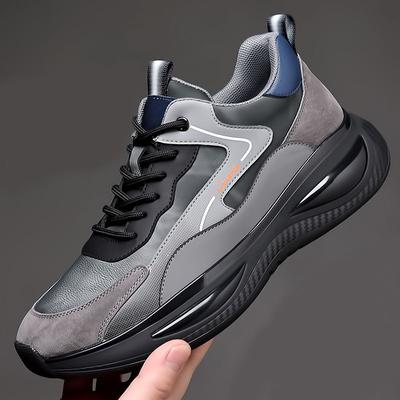 Nieuwe Plateauschoenen voor Heren Sneaker Mode Echt Leer Patchwork Casual Sport Hardloopschoenen Comfortabele Atletische Schoenen