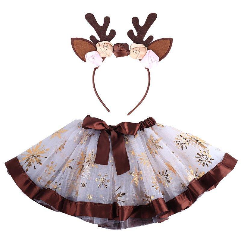 Weihnachten Prinzessin Tutu Rock Bronzierung Weihnachtsbaum Elch Tutu Rock Netzrock Elch Stirnband Set