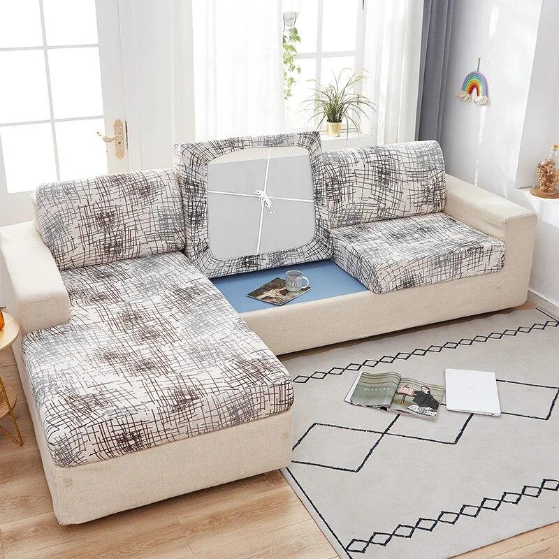 Housse de protection de meubles à imprimé géométrique, housse de canapé d'angle, housse de siège de canapé extensible, élastique, protection pour animaux de compagnie