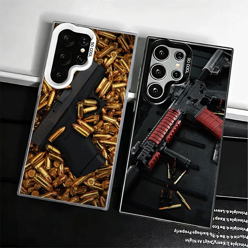 Gold Gun Bullets AK47 Handgun Shockproof Phone Case for Samsung Galaxy S26 Edge S25 Ultra S24 FE S23 Plus S21 Cover Anti Fall Fu
