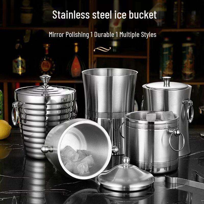 Stainless Steel Double-Layer Insulated Ice Bucket