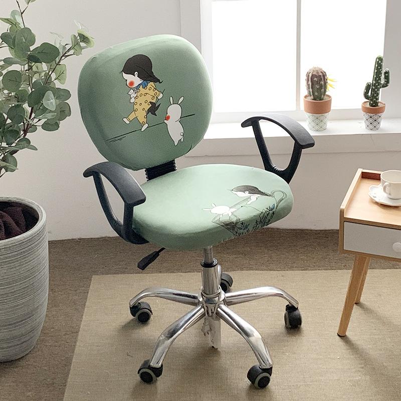 Husă pentru scaun de birou, îngroșată, jacquard, extensibilă, pentru scaun de birou, husă de protecție retractabilă pentru scaun pentru jocuri de birou, husă pentru scaun de birou