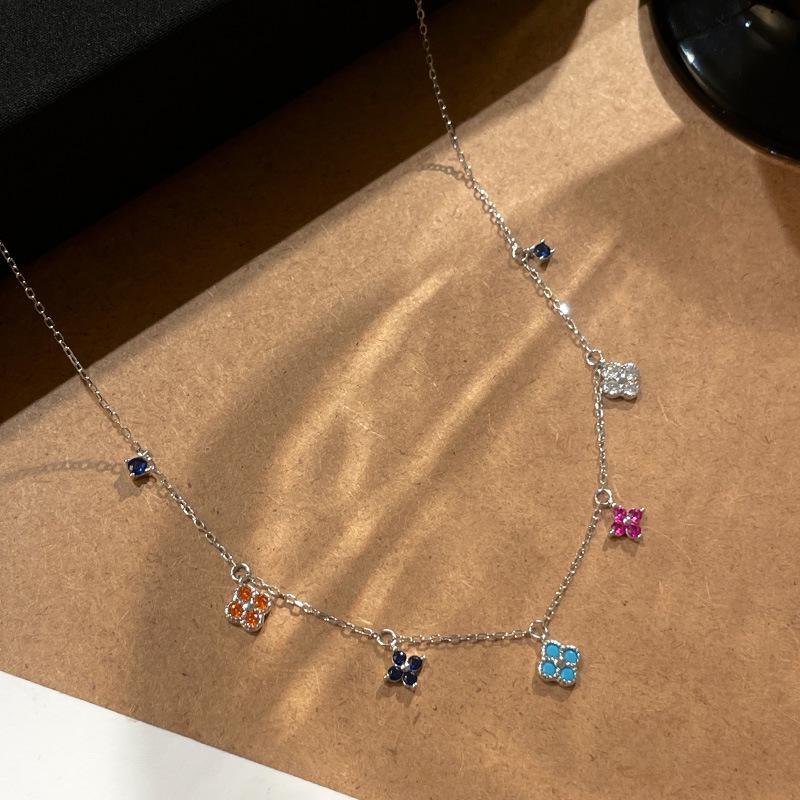 

Ожерелье из стерлингового серебра 925 пробы в богемном стиле с цирконом в виде четырехлистного клевера