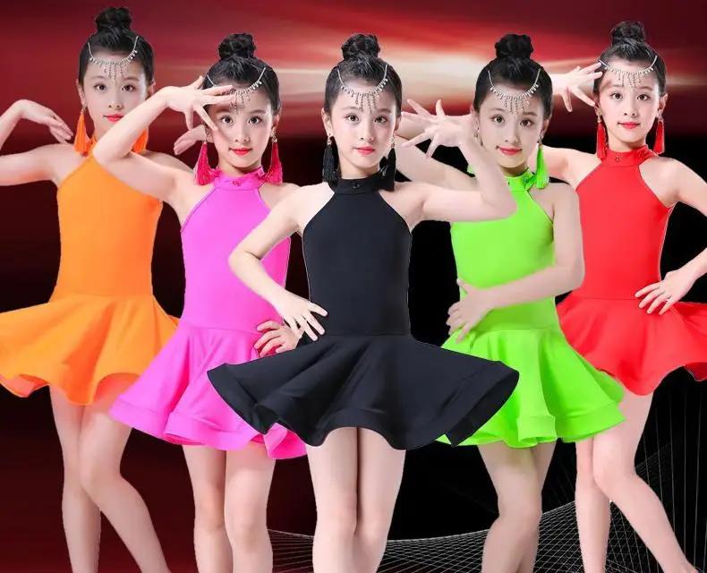 Latin Dance Dress for Girl Set Diamond Pleated Skirt Costume for Girls Kids Ballroom Costume Salsa Rumba Cha Cha Tango Stage