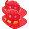 2 Pcs Role Playing Game Red Fireman Hat Firefighter Costume Accessory Pvc Plastic Material Party Favors Child