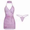 Crispy sexy antique perspective cheongsam hip skirt uniform pure lust loungewear lace suspender nightdress