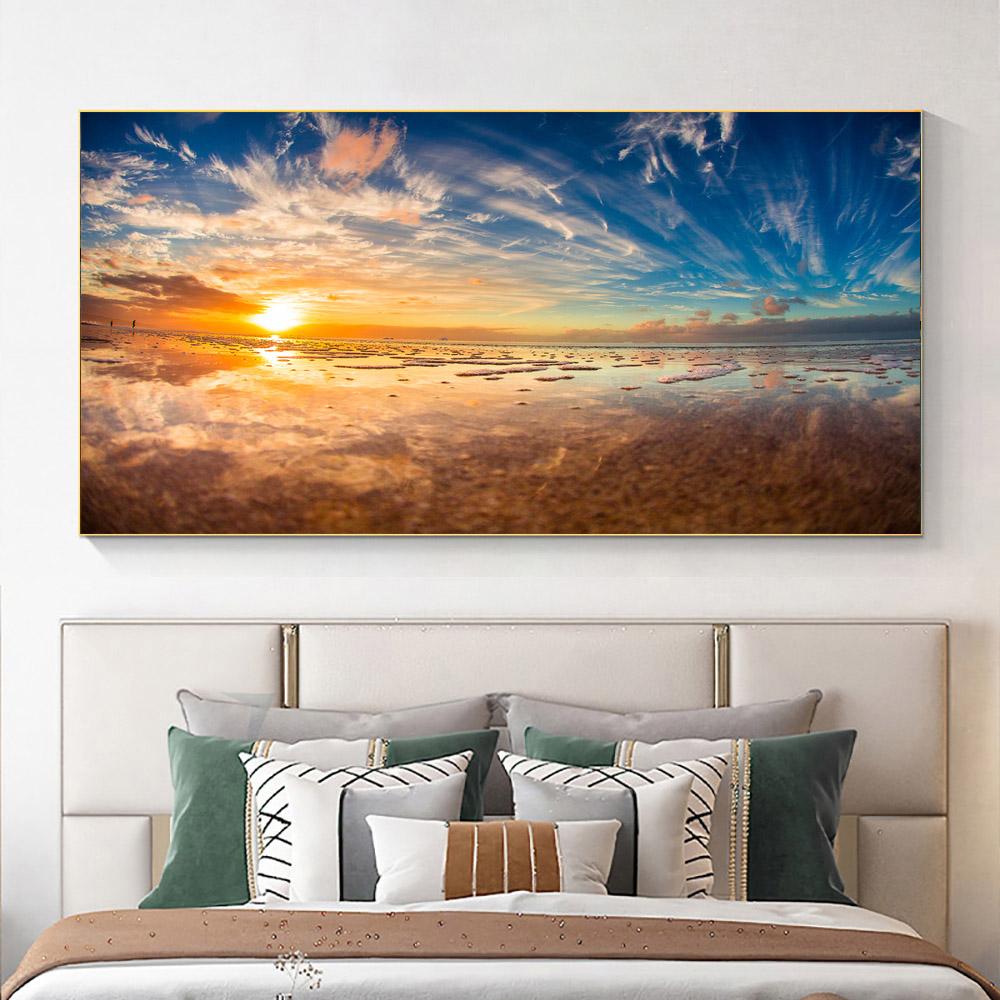 Modern Sea Wave Beach Sunset Landscape Canvas Painting Nature Seascape Posters and Prints Wall Art Pictures Home Decor