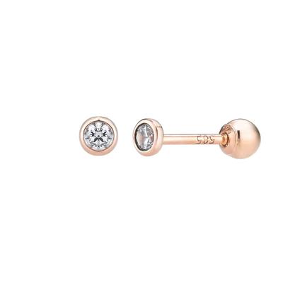 14K Rose Pink Round Bezel Setting Cubic Piercing (1 Piece)