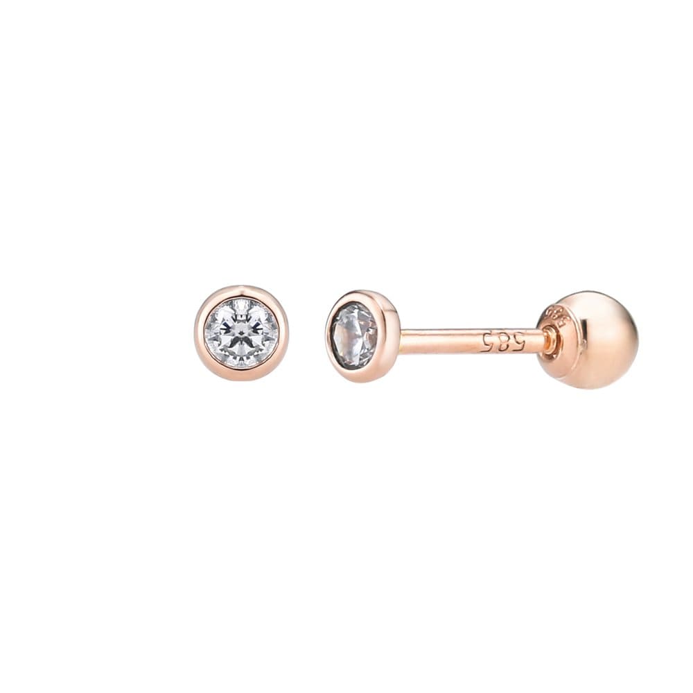 14K Rose Pink Round Bezel Setting Cubic Piercing (1 Piece)