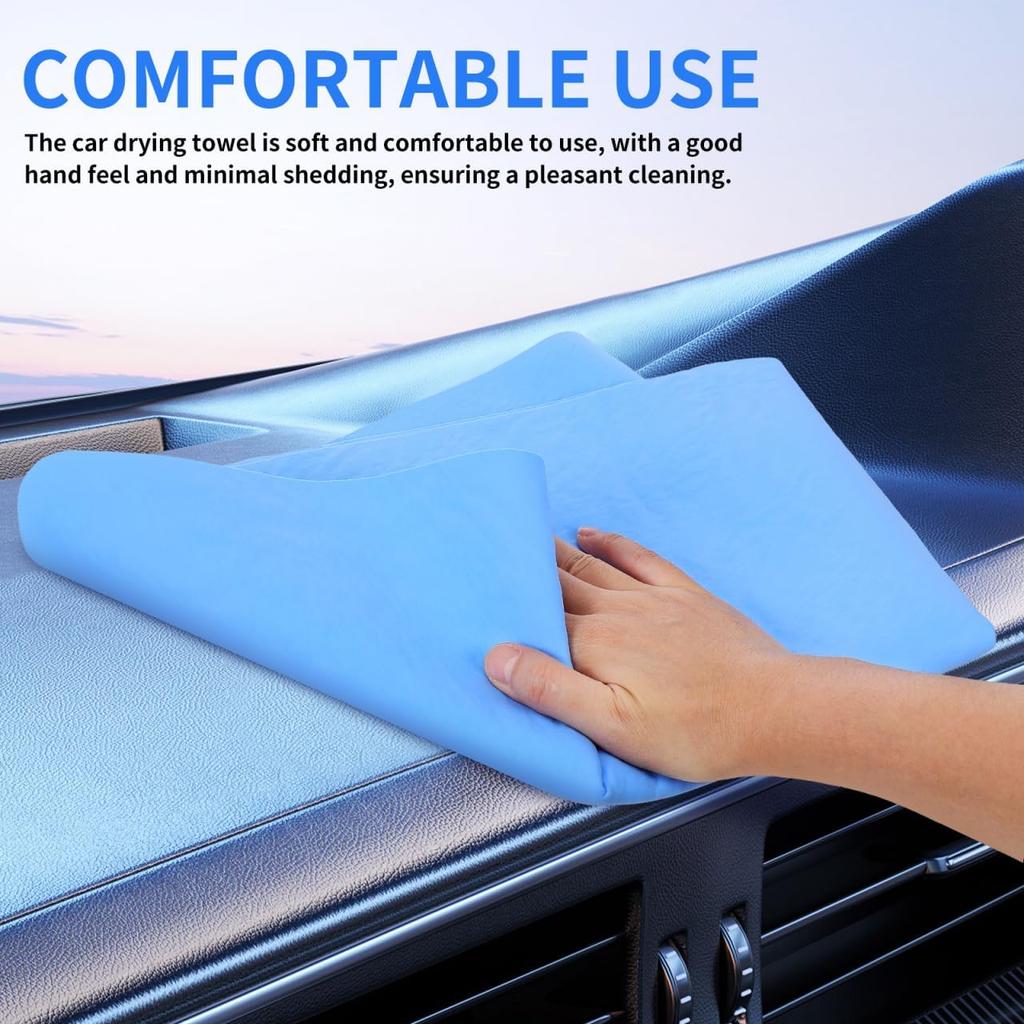 HEALLILY 2 Pcs Extra Large PVA Absorbent Towels for Car Drying, 26" X 17" Microfiber Cleaning Cloths, Soft and Durable Rags for Cars, Travel, and