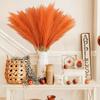 20pcs Vivid Orange Imitation Pampas Grass Set - 22 Inches High for Bohemian Home and Wedding Decor, No Vase Included