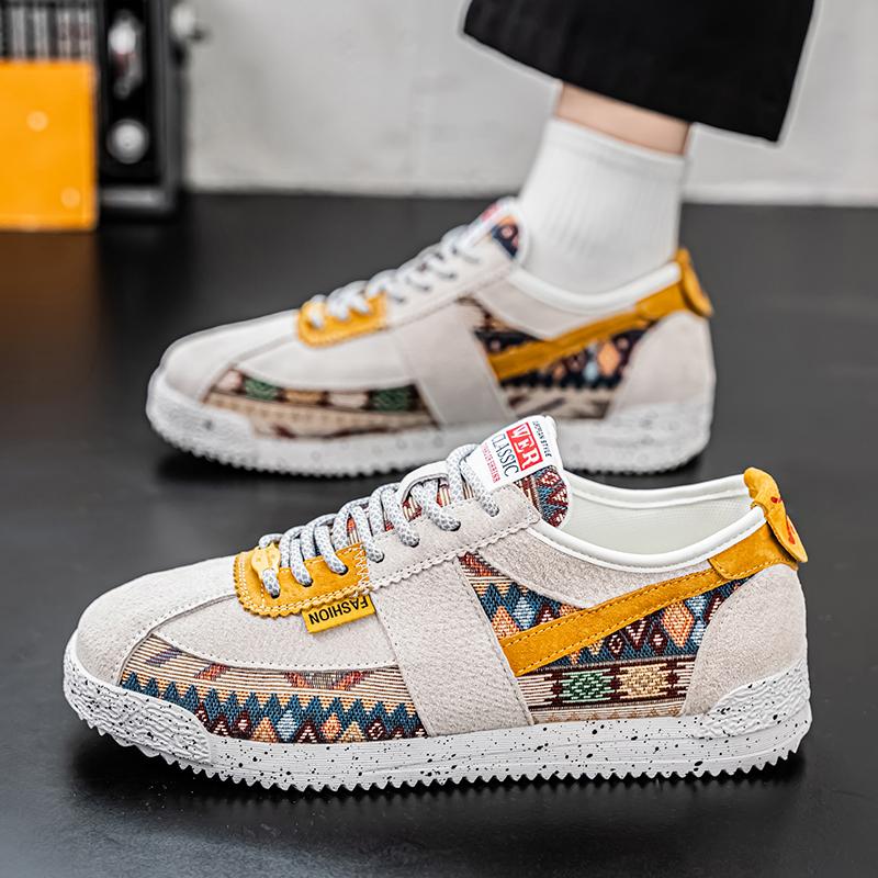 Men’s Printed Sports Shoes Casual Street Style Jogging Sneakers Students Skateboard Shoes Plus Size Height Increase