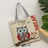 Female Jacquard Cloth Bag Handheld Large Bag Owl Embroidery Large Capacity Folding Shopping Bag Mommy Bag