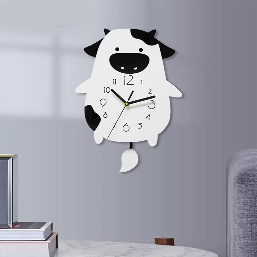 Cartoon Cow Acrylic Swinging Wall Clock - Silent Creative Decor