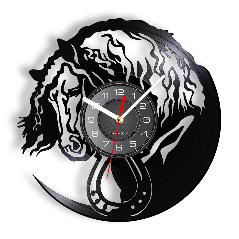 Galloping Horses Wall Art Interior Design Wall Clock Vinyl Record Clock Home Decor Mustang Wild Horse In The Wind Horse Gift