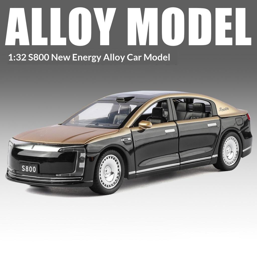 New Energy Vehicle 1/32 Scale S800 Model Toy Metal Die-casting Sound and Light Suitable for Children Over 3 Years Old Toy Car