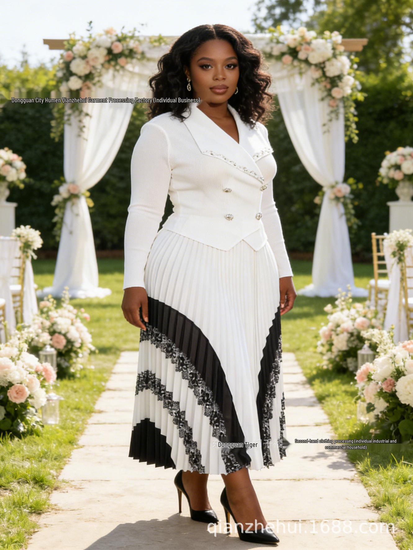 Miyaki Plus Size Long Sleeve Pleated Dress with Bead Embellishment and Print for Women One Size лимон/зелёный