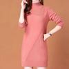Half Turtleneck Knitted Dress for Women In Autumn and Winter Solid-color Long-sleeved Pullover Mid-length Casual Solid-color Sweater