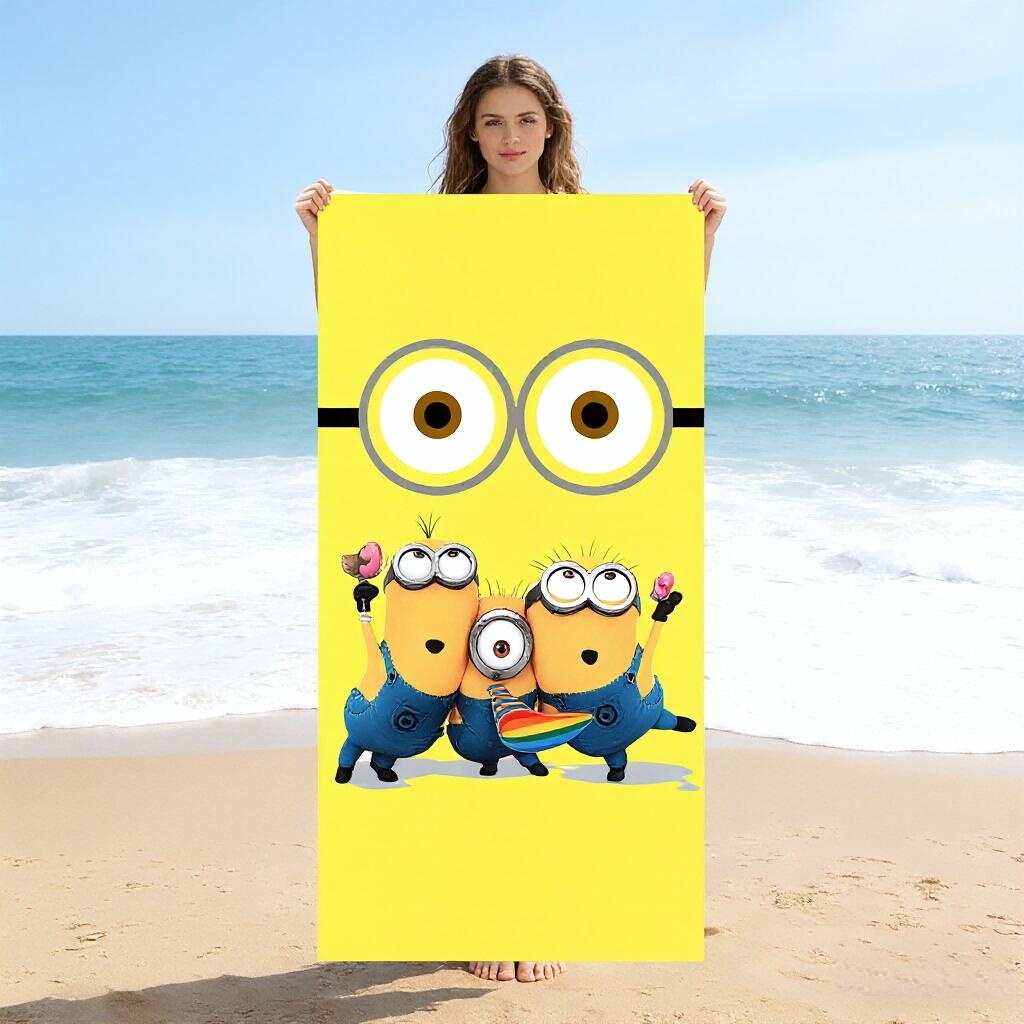 

1pc Minions Microfiber Beach Towel, Quick Dry Absorbent, Ideal for Pool Beach Surfing Camping Yoga Travel Vacation Bath Use W40*H60(CM)