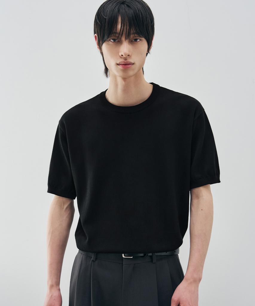 DRAW FIT Cooling Modal Half Round Knit [Black]