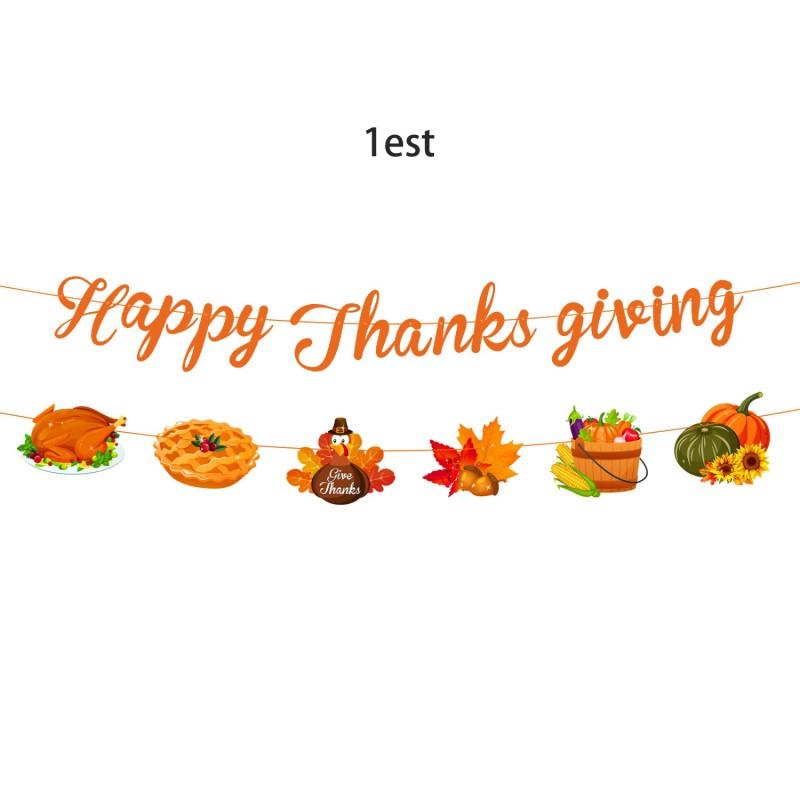Thanksgiving Party Decorations Set With Maple Leaf Banners Hanging Flags Home Table Wall Decoration