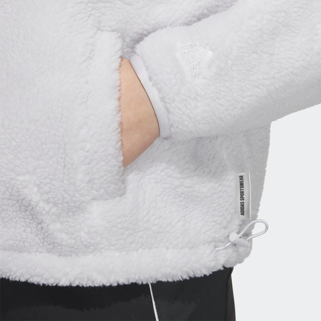 Adidas FW22 Solid Color Fleece Sports Hooded Jacket Women Jacket Heather-Grey IK3478