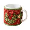 Holiday Quilted Mug Cover Craft Christmas Cozy Sewing Kit, DIY Fabric Kit with Festive Themed Kits Patterns, Sleeve Making for Beginners, Handmade