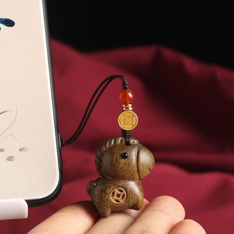 Sandalwood Immediately Wealthy Car Keychain Zodiac Horse High End Car Keychain Pendant Mobile Pendant Bag Pendant