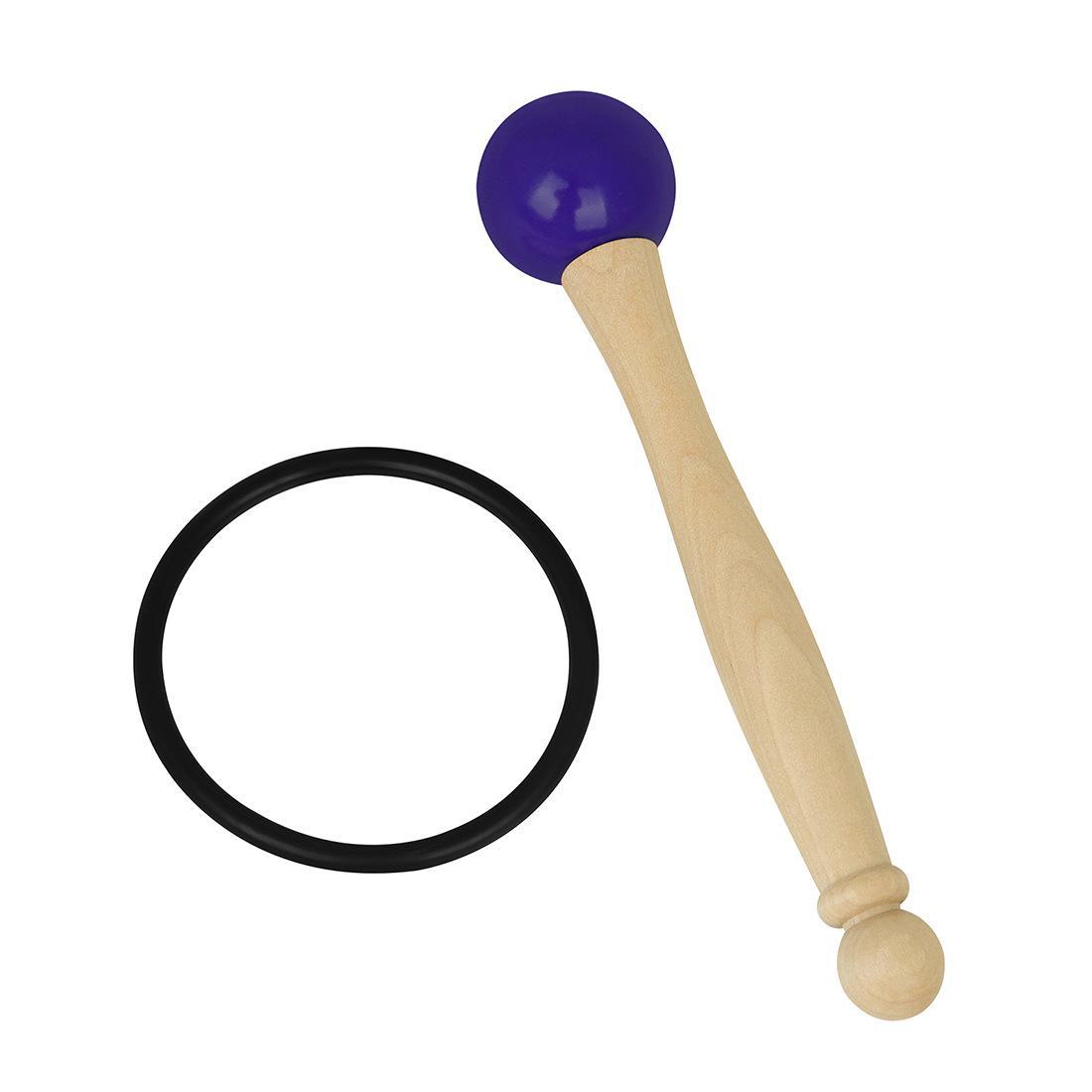 Набор хрустальных поющих чаш с резиновым молотком и деревянной палочкой для удара в пяти цветах фиолетовый