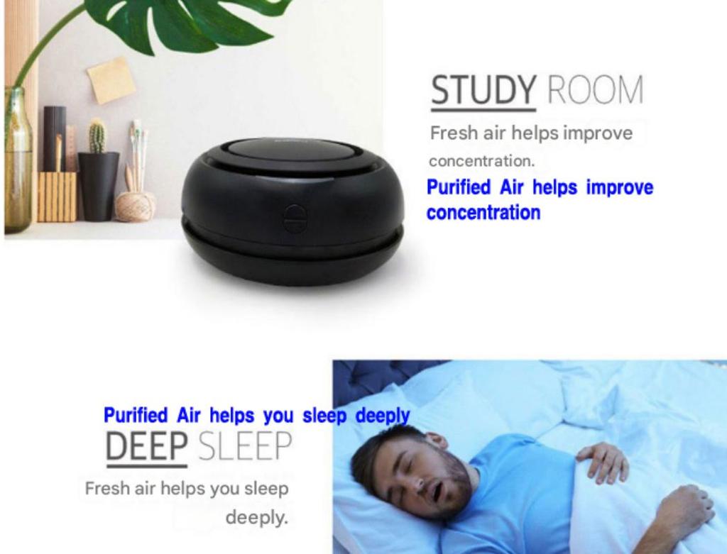 USB Air Purifier 5V Car & Room Ionizer Compact White