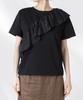 Nano Universe Asymmetrical Ruffle with Mixed Size F Women's T-Shirt Materials, White, 030, 673-5224303
