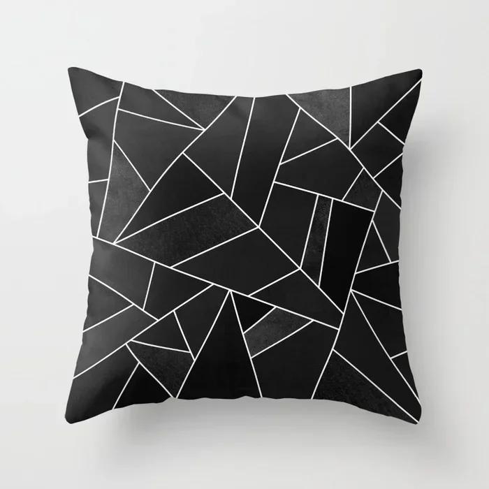 Black Throw Pillow Case Geometric Heart Letters Piano Fashion Girl Cushion Covers Home Sofa Chair Decorative Pillowcase 45X45Cm