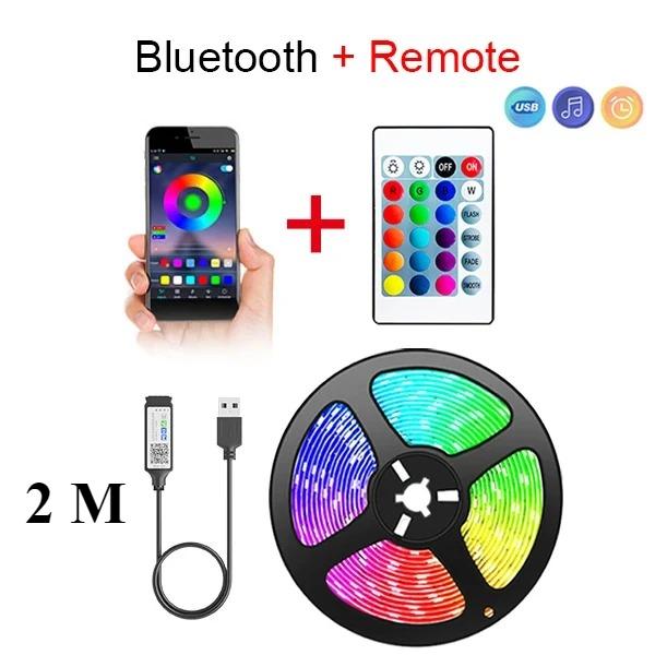 Colorful LED Light Strip with 24 Key Remote Control APP To Control Indoor Party Atmosphere Lights, 1/2/3/5/10/15/20M for You To