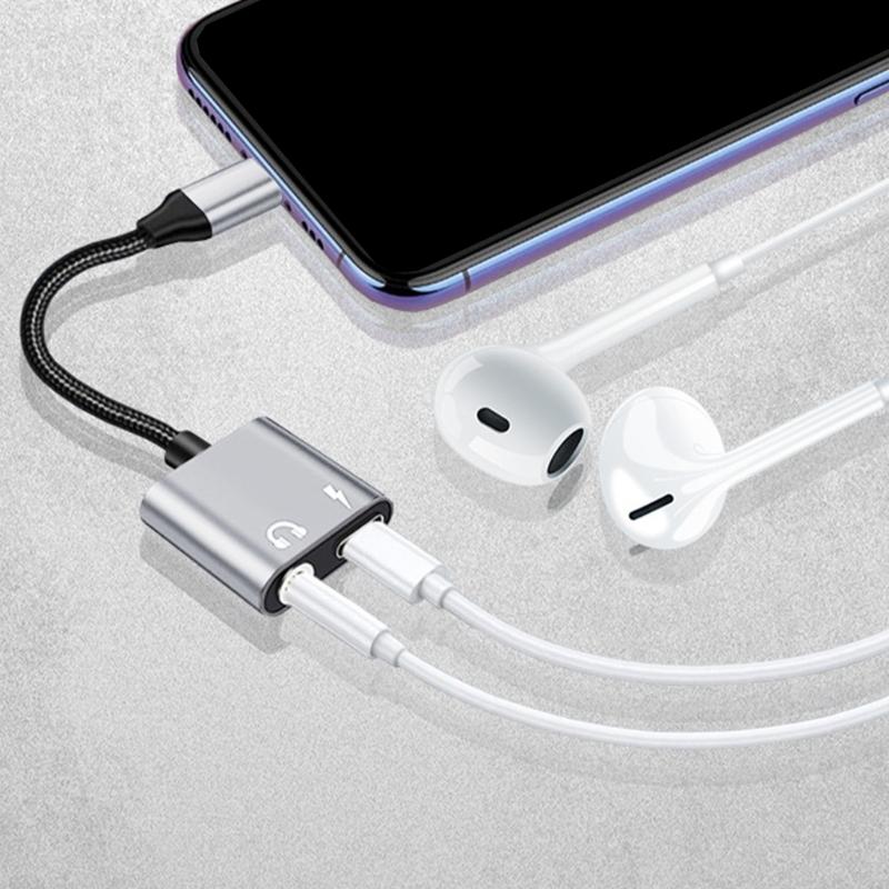 Travel 2 in 1 Type C to 3.5mm Charging Converter Adapter Cable Wire HiFi Sound Transmission For Digital Gadget