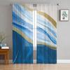 Luxury Tulle Curtains Teal Gradient Marble Pattern Living Room Kitchen Chiffon Curtain Youth Bedroom Sheer Floor Valance Curtain